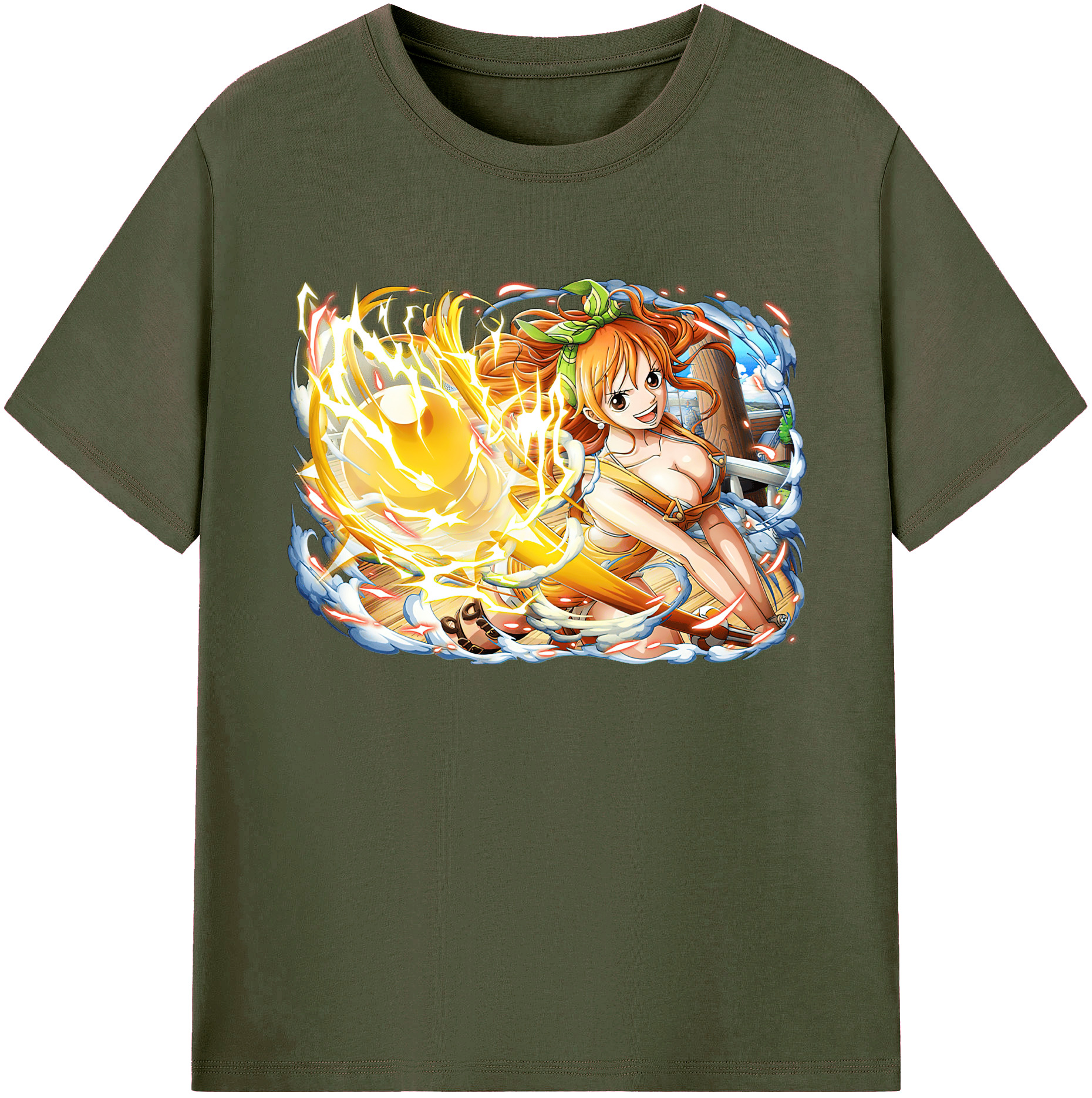 （画像用） ワンピース ナミ ONE PIECE Nami 綿100％ メンズ半袖Tシャツ｜肌触りやわらか＆通気性